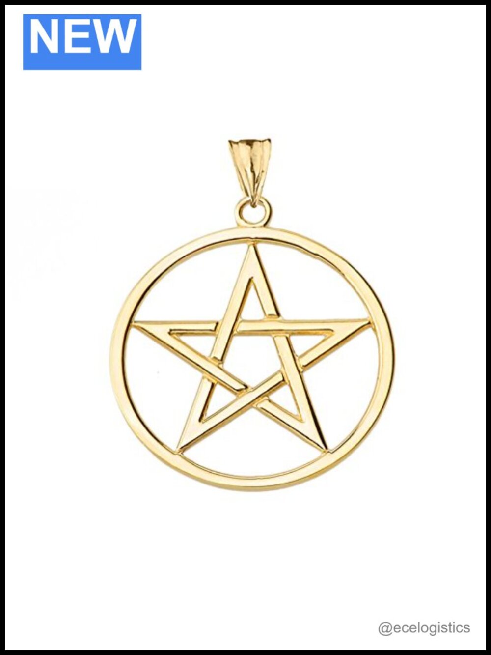 14K Yellow Gold Pentagram Charm Pendant